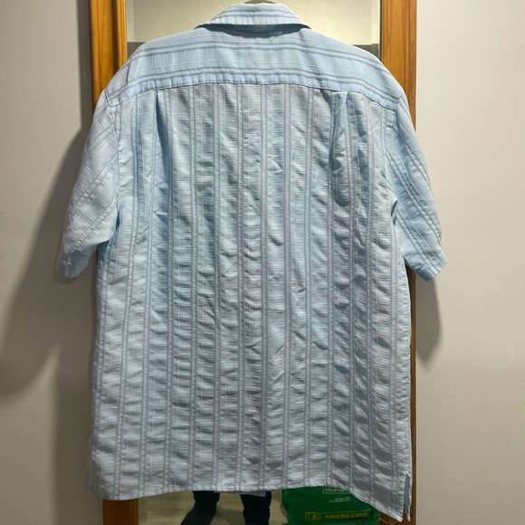 Vintage Pronti by Phita -  Short Sleeves shirt in light blue in retro stripe - Picture 4 of 5